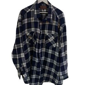 Cotton Works size 4XLT flannel button down black white long sleeve